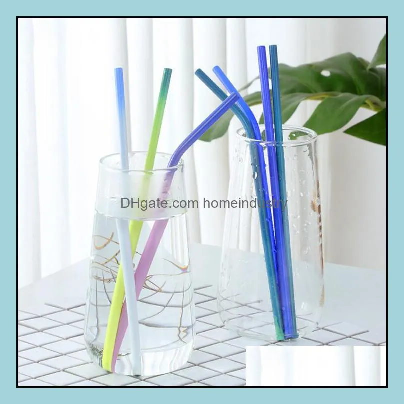 stainless steel temperature color change straw 210*6mm bent straight reusable metal drinking straws 300pcs ooa7077