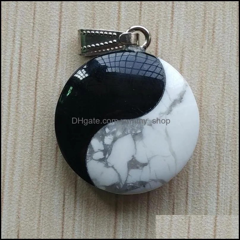 natural stone tai chi yin yang charms pendants for diy jewelry making wholesale