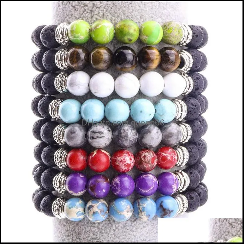 8mm black lava stone beads strand bracelet volcano rock diy essential oil diffuser bracelets for women men jewelry