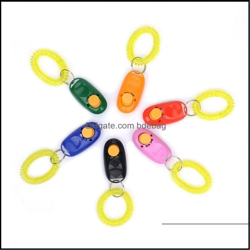 pet dog training whistle click clicker agility training trainer aid wrist lanyard dog training obedience supplies mixed colors 1839 v2