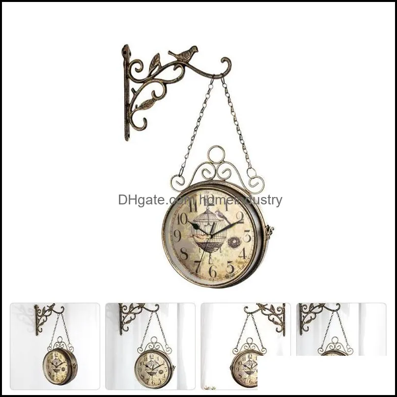 wall clocks pc creative durable practical vintage hanging clock double-side for homewall