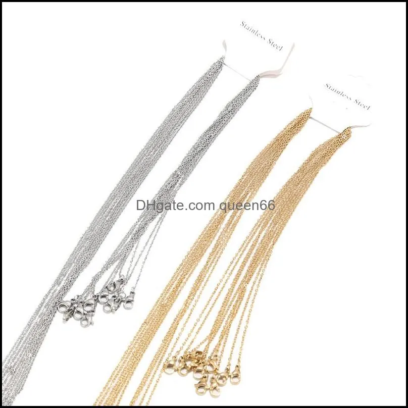 stainless steel 18k gold chain necklace wholesale 45cm 5cm o chains fit diy pendant necklaces bulk