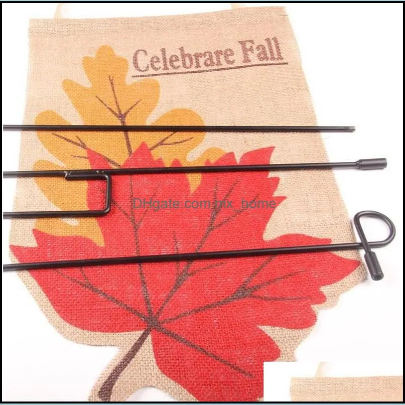 burlap cloth maple leaves flag turkey printed thanksgiving day garden rectangle flags bow tie banner lanyard 11jx g2