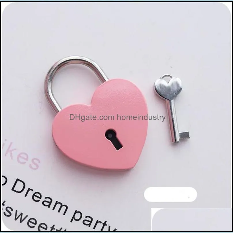 valentine`s day 7 colors heart shaped concentric lock metal mulitcolor key padlock gym toolkit package door locks building supplies