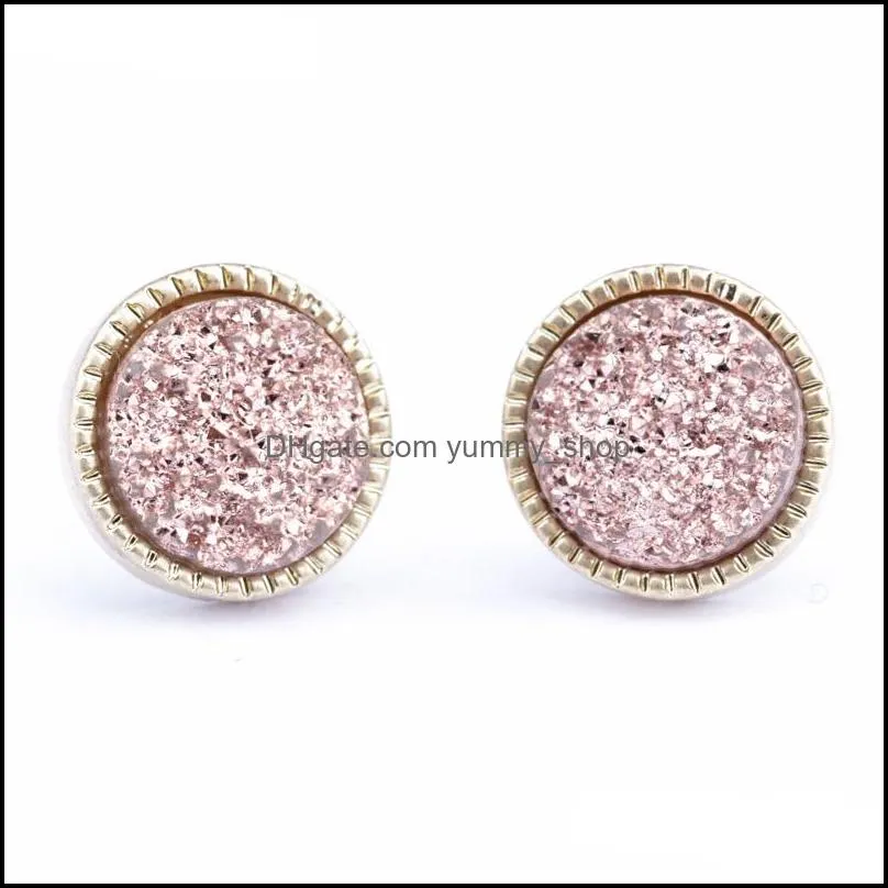 druzy drusy earrings gold plated mini round resin stud earrings christmas gift