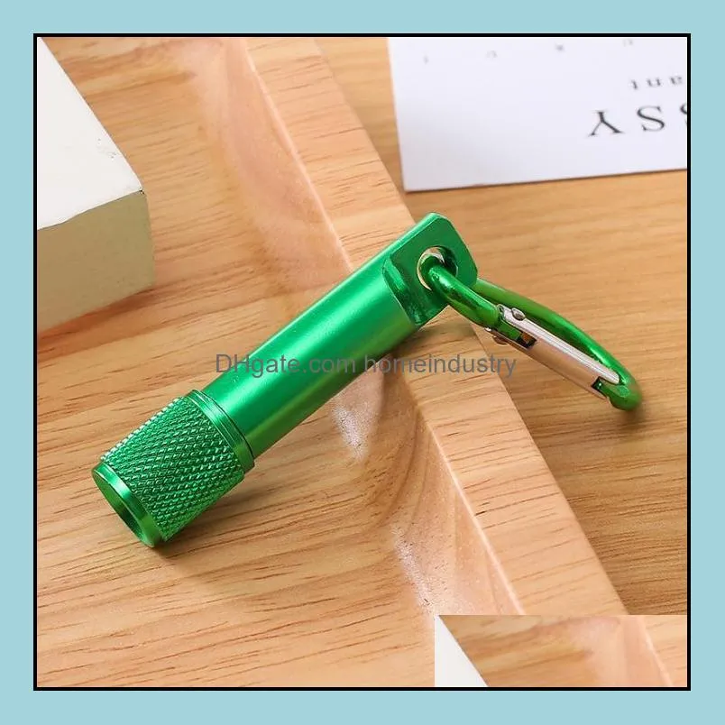 6 colors portable led flashlight key chain aluminum alloy torch flashlights with carabiner ring keyrings gifts rrd7676