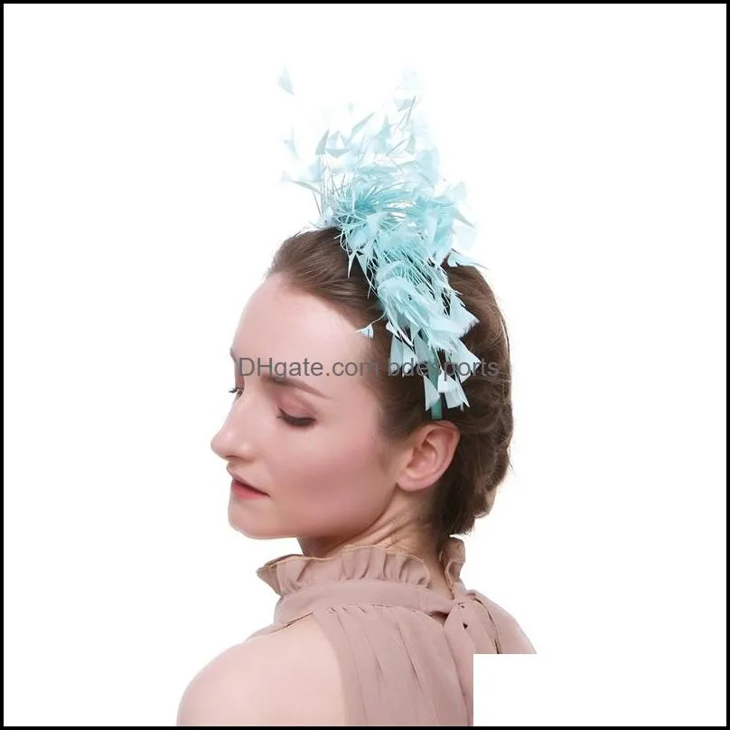 girl feather hair hoop party head band wedding classic headwear fashion hot selling with blue green color 11dx j1