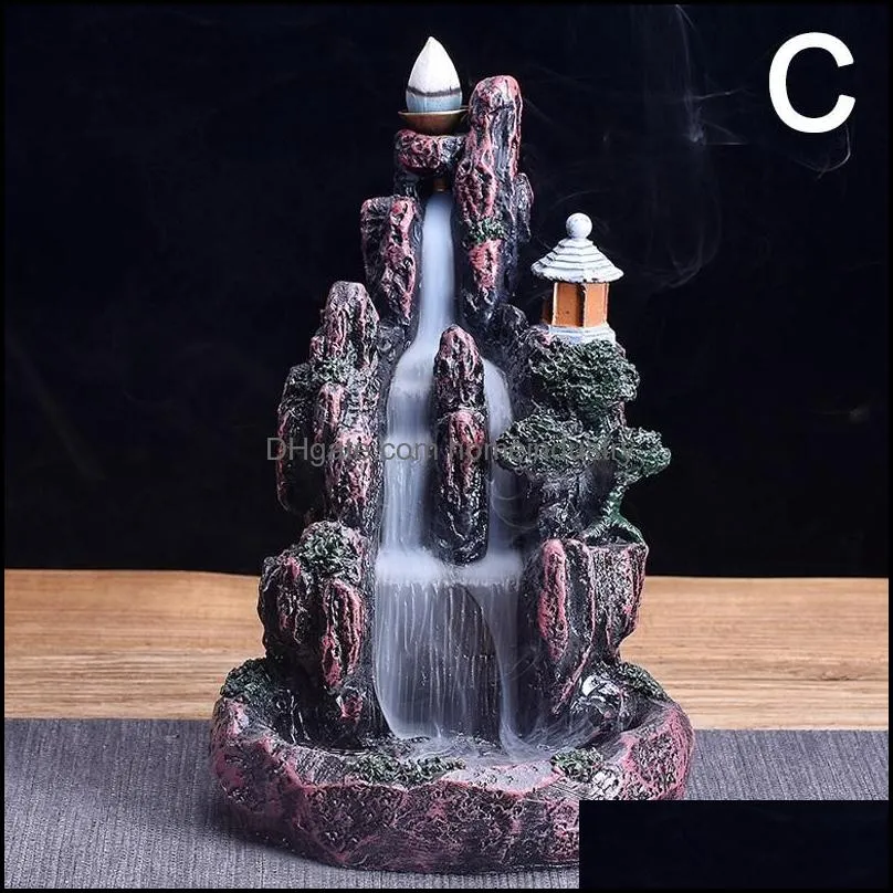 fragrance lamps waterfall smoke backflow incense holder led light type el home decor burners products decorfragrance