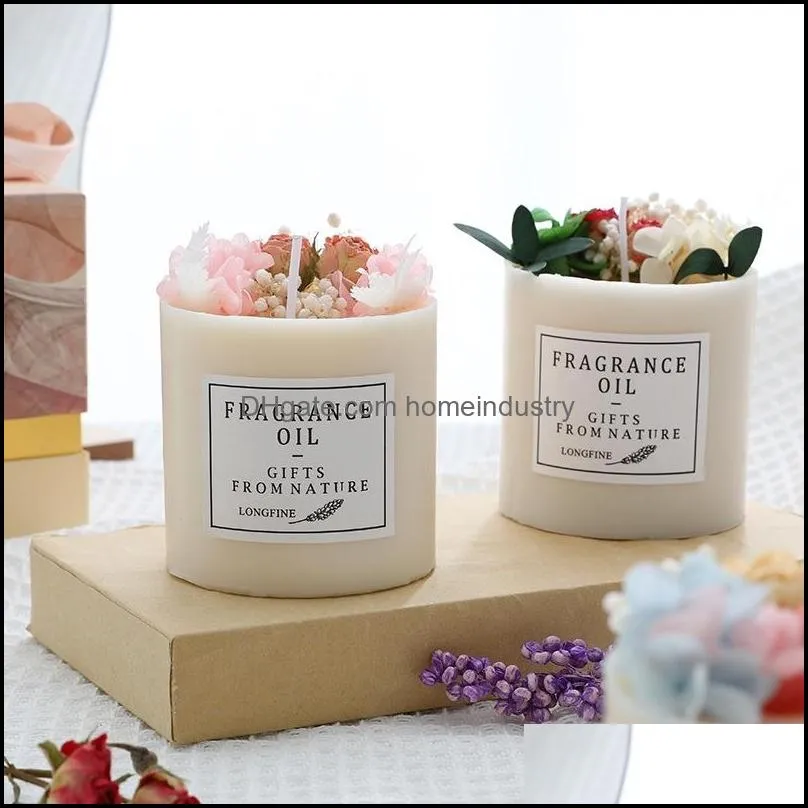 preserved decoration flower scented candles smoke free with base and gift box exquisite gifts