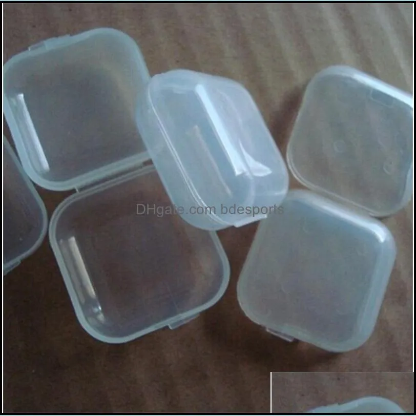 transparent plastic square case mini earplug with cover storage box portable home hotel 3.5x3.5x1.7cm boxes 0 08yd g2