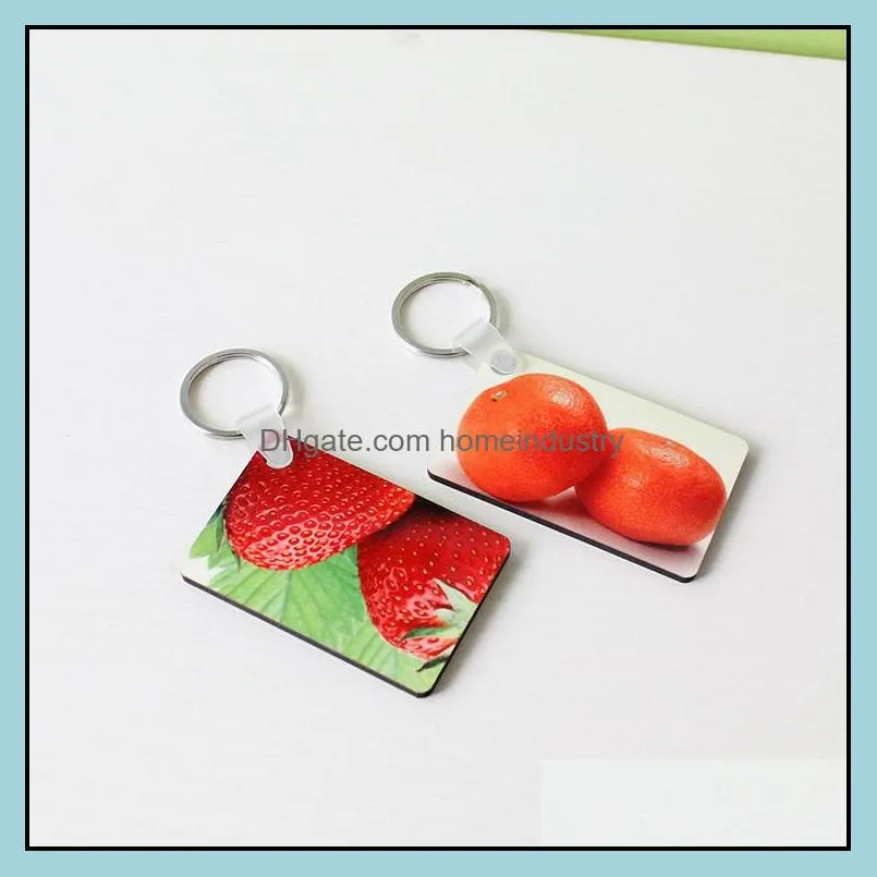 blank key chain rectangle sublimation wooden key tags for heat press transfer photo logo double-sided thermal printing gift gge1939