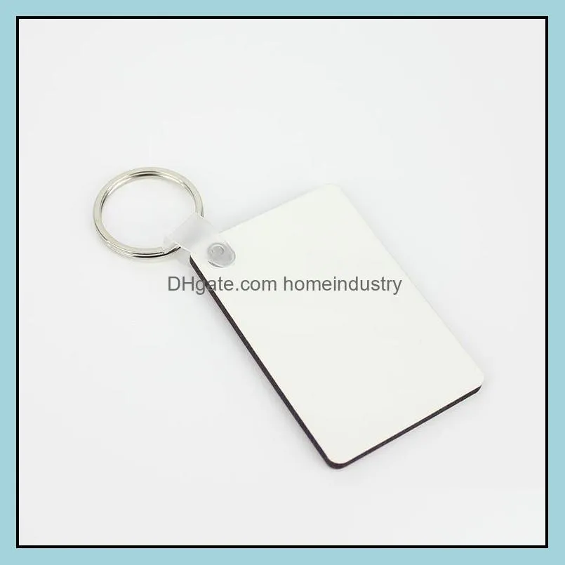 blank key chain rectangle sublimation wooden key tags for heat press transfer photo logo double-sided thermal printing gift gge1939