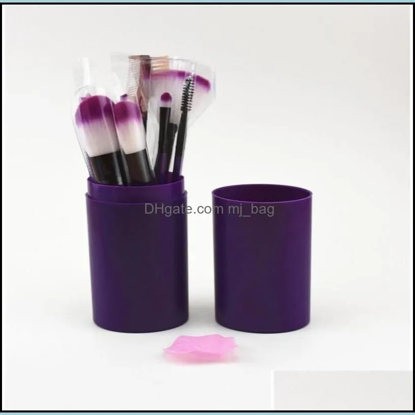 make up brush storage jars set plastic pillar shape barrel brushes kit man made fiber bristles cosmetic gadgets fashion portable 8xy