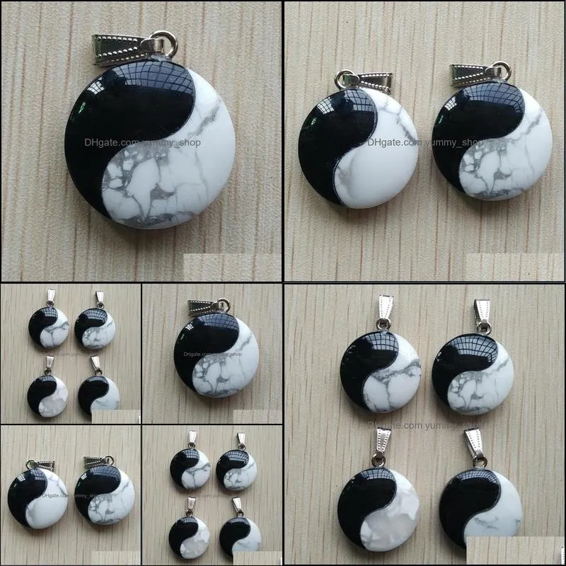 natural stone tai chi yin yang charms pendants for diy jewelry making wholesale