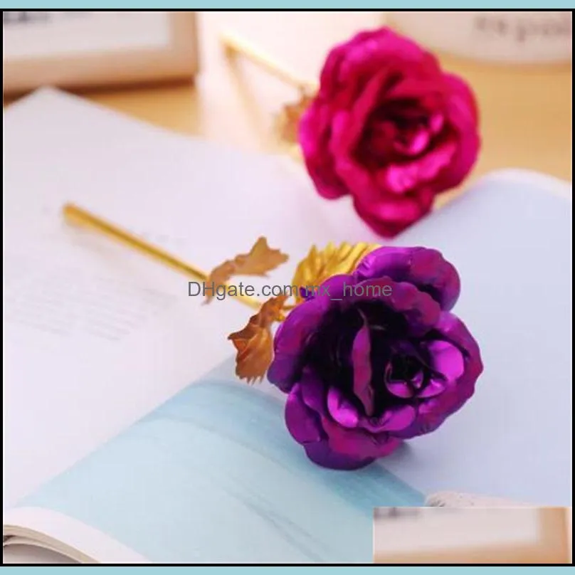 christmas day gift 24k gold foil plated rose creative gifts lasts forever rose for valentine e`s day girl gift 388 v2