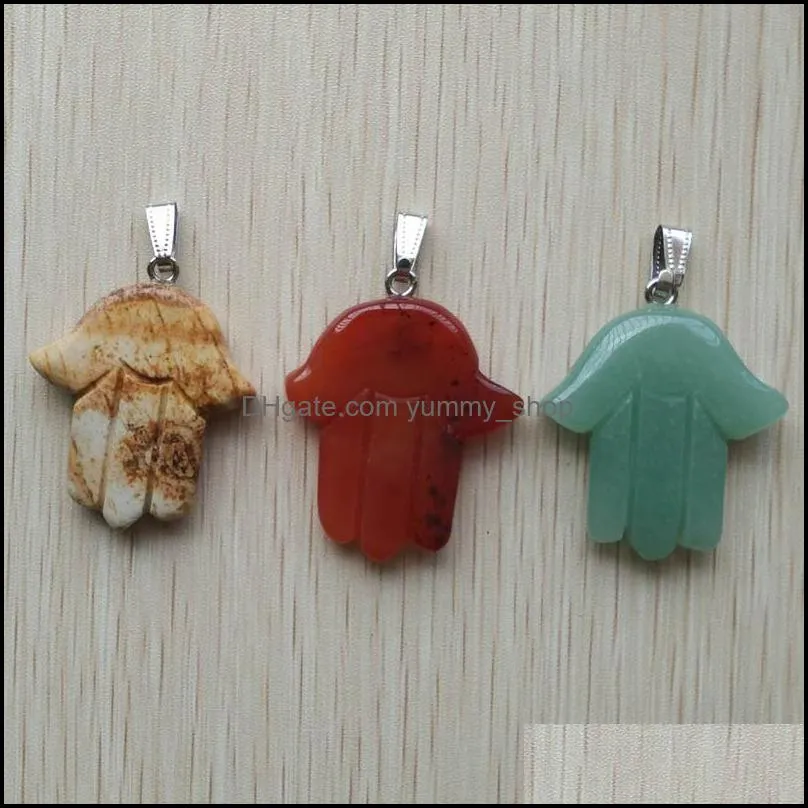 carved hand palm assorted natural stone charms crystal pendants for necklace accessories jewelry making