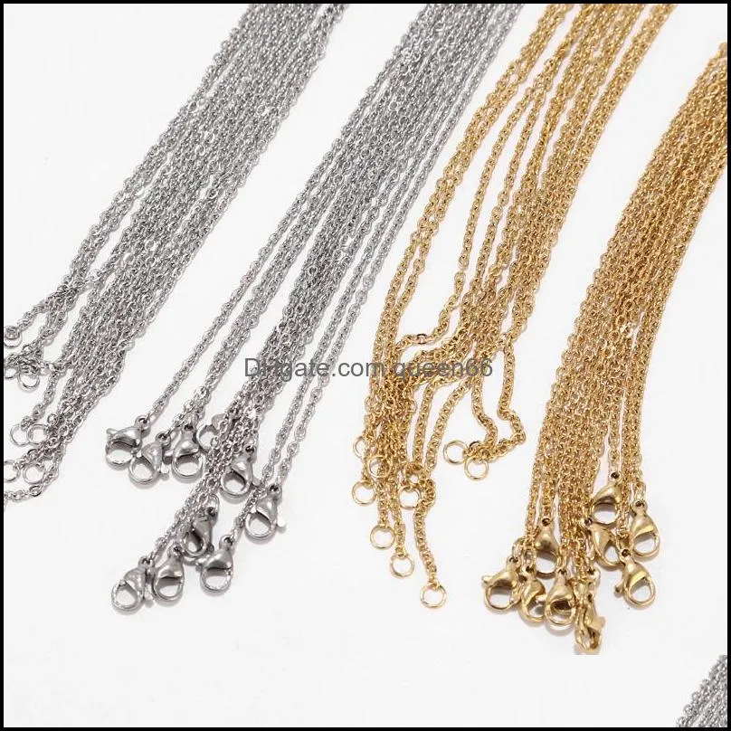 stainless steel 18k gold chain necklace wholesale 45cm+5cm o chains fit diy pendant necklaces bulk