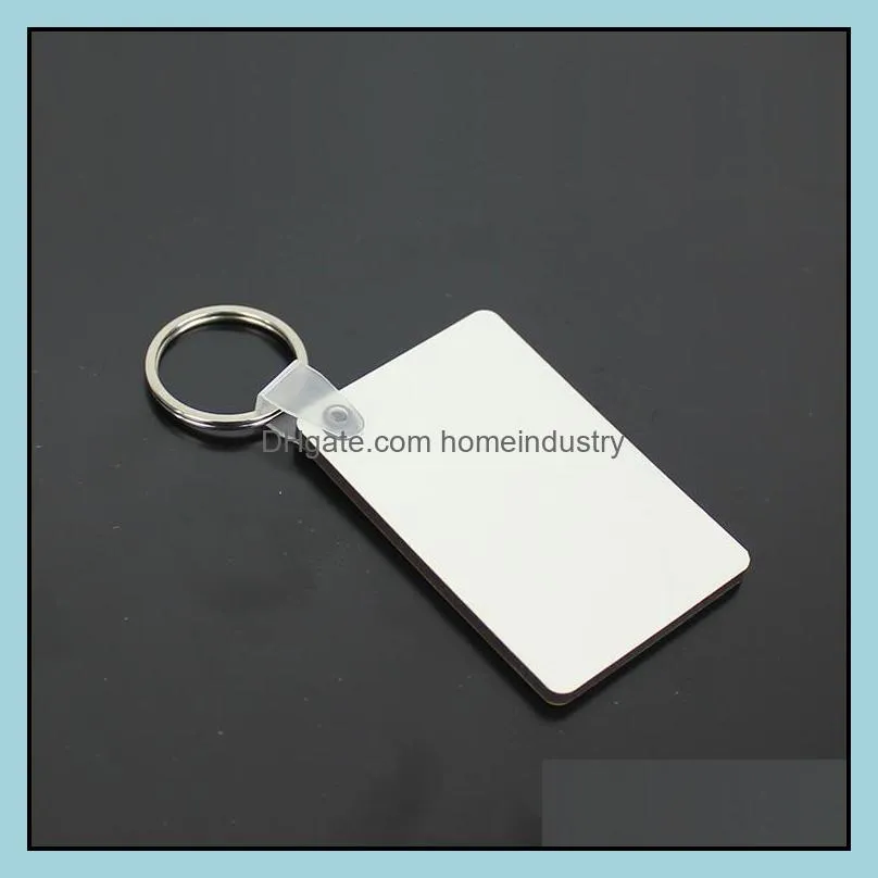 blank key chain rectangle sublimation wooden key tags for heat press transfer photo logo double-sided thermal printing gift gge1939