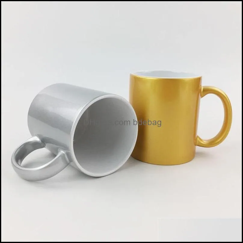 sublimation blanks pearl light mug sublimation blanks 350ml white coating ceramics mugs heat resistant with handle flat kitchen home 5ty
