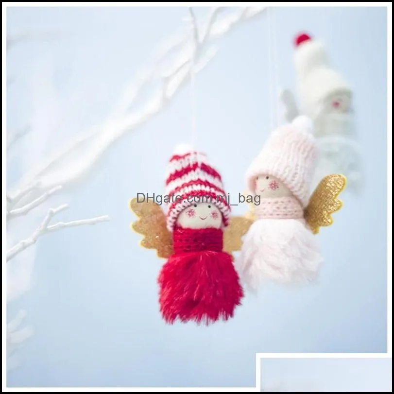 plush angel girl christmas pendant xmas tree gifts ornaments elf doll outdoor decorations multicolor fashion baubles 2 76xb g2