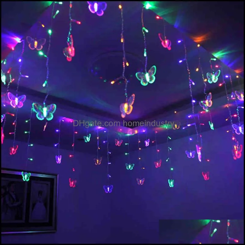 220v 110v 3.5m butterfly curtain light christmas garland led string fairy lights for holiday wedding party home decoration