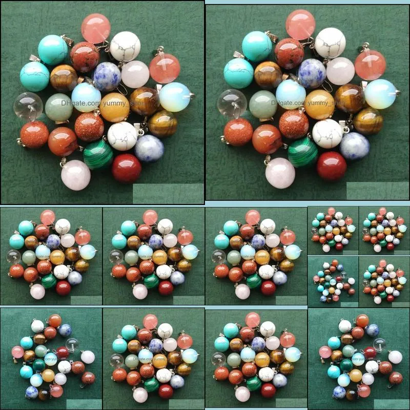 round ball assorted mixed natural stone charms teardrop crystal pendants for necklace accessories jewelry making