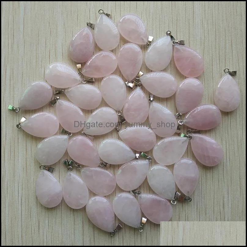 flat rose quartz water drop shape charms teardrop crystal pendants for necklace accessories jewelry making