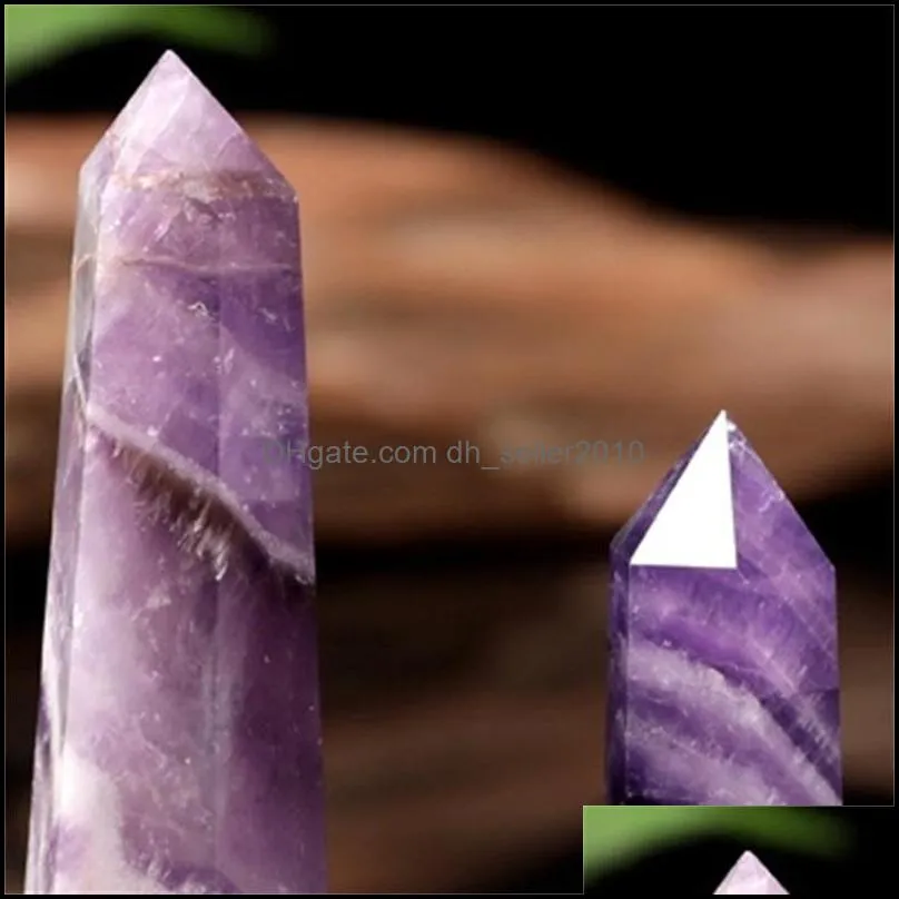 natural amethyst column arts hexahedron crystal columns ornaments women gift exquisite 26rd q2