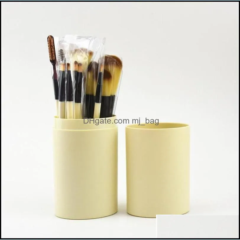 make up brush storage jars set plastic pillar shape barrel brushes kit man made fiber bristles cosmetic gadgets fashion portable 8xy