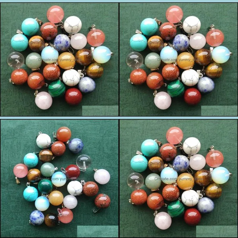 round ball assorted mixed natural stone charms teardrop crystal pendants for necklace accessories jewelry making