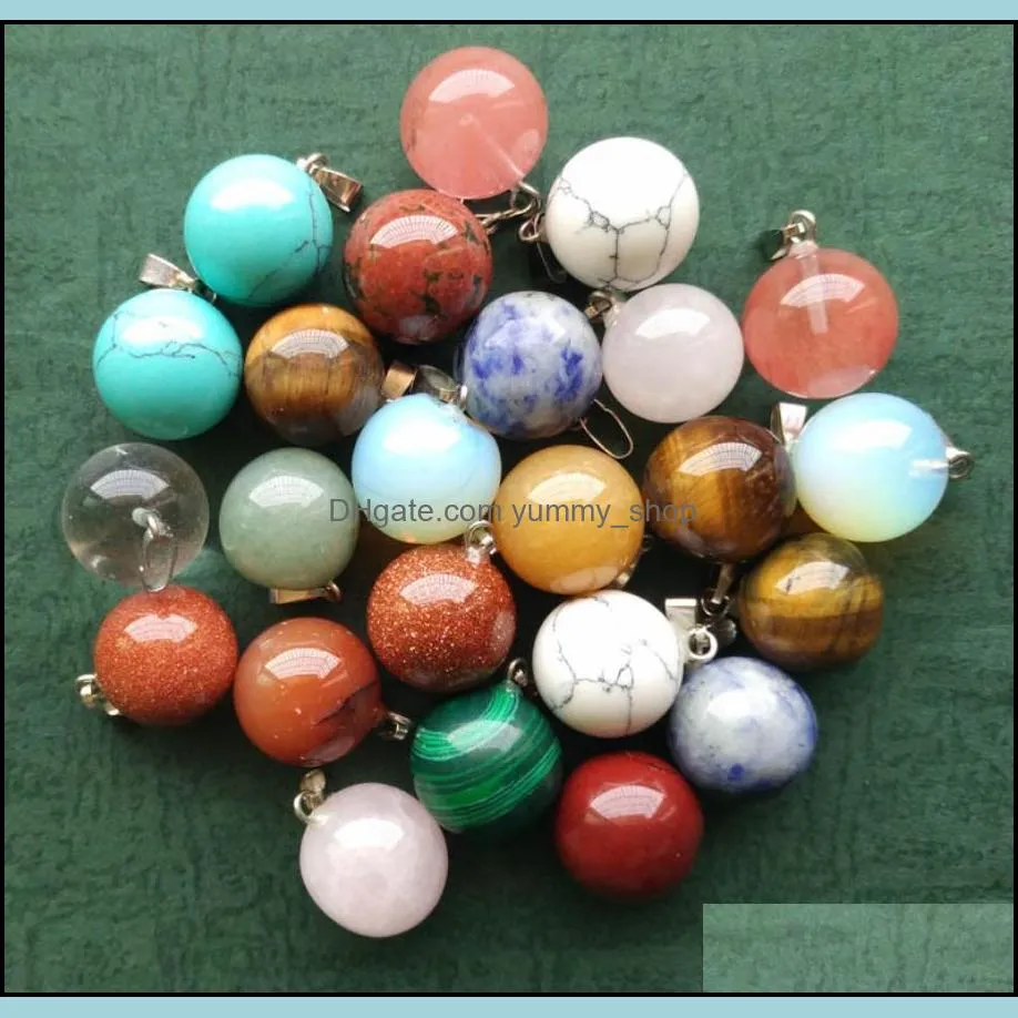 round ball assorted mixed natural stone charms teardrop crystal pendants for necklace accessories jewelry making