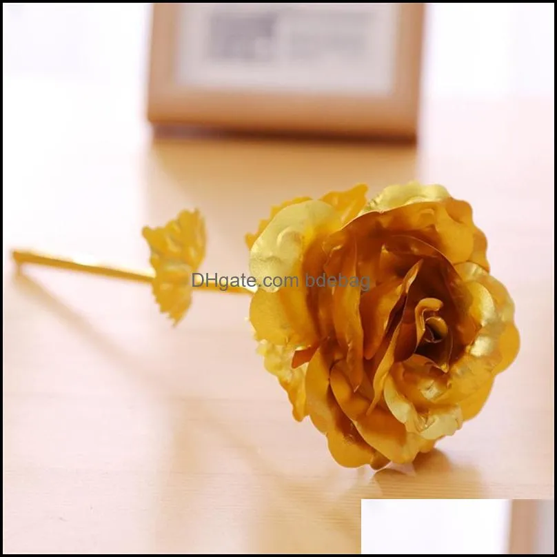 creative gifts lasts forever rose flowers for lover wedding christmas valentines mothers day decoration 24k gold foil plated rose 1216