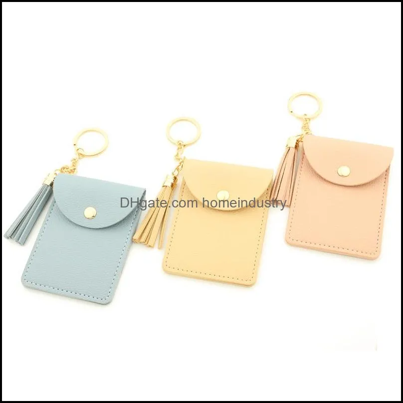 pu leather card holder ladies wallet coin fashion keychain party favor wholesale bracelet keyring for women