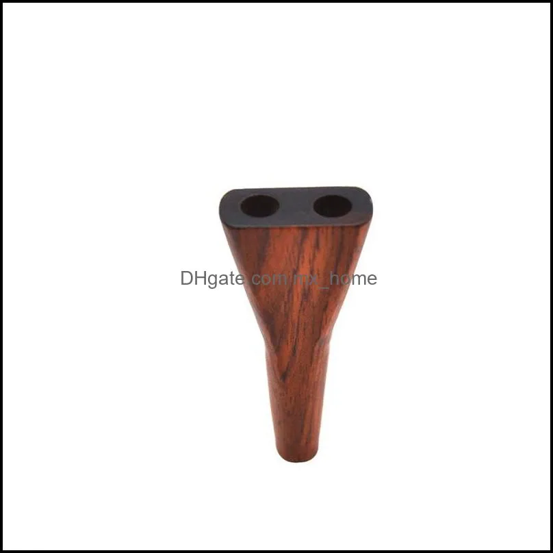 dry herb pipes with double holes wooden wood color hand smoking pipes cigarette handpipe for travel accessory