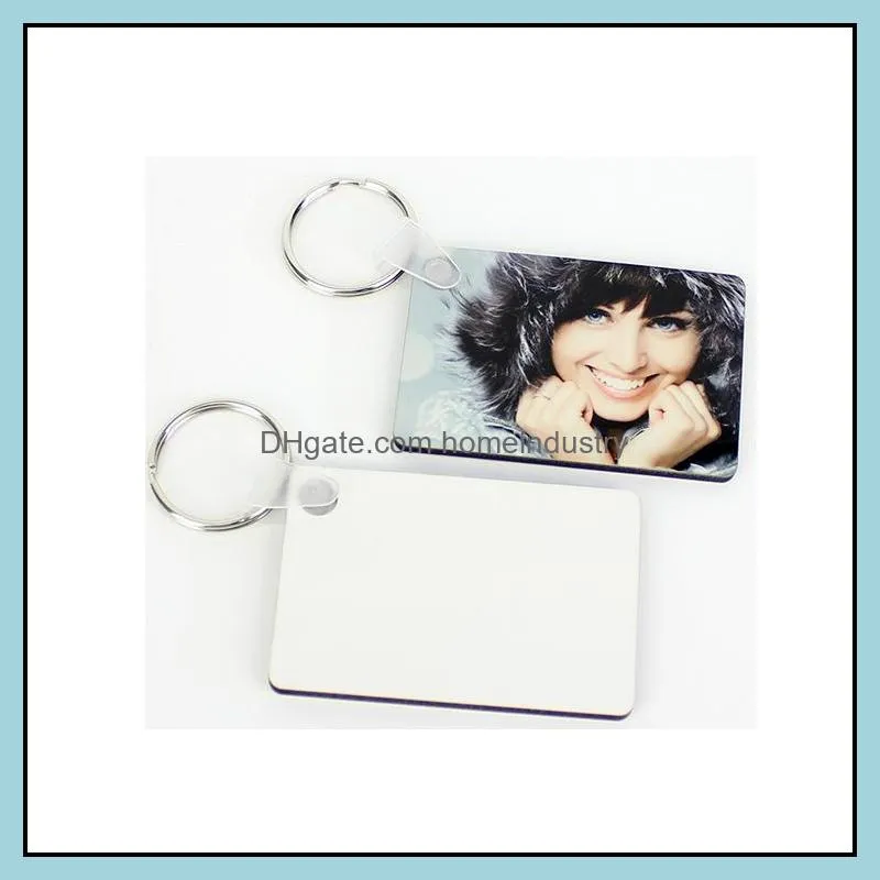 blank key chain rectangle sublimation wooden key tags for heat press transfer photo logo double-sided thermal printing gift gge1939