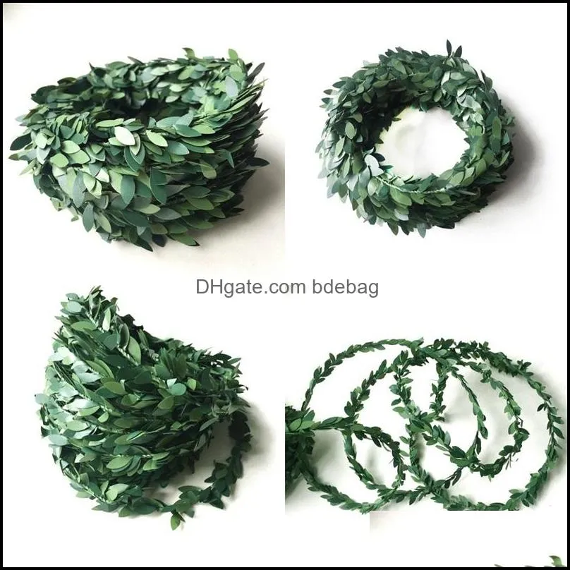 diy material garlands festival dining room decoration green leaves home decor plastic iron wire rattans hot selling 2 7ql l1