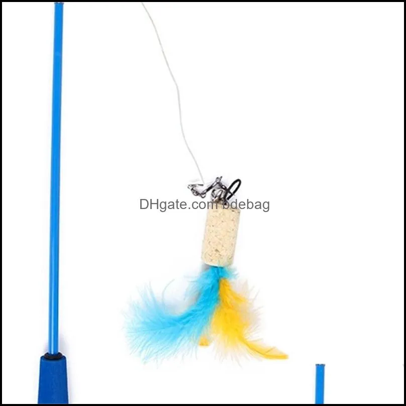 pet toy retractable cat toy feather bell interactive cat 10 piece set retractable comical stick feather clock interactive set 2851 q2