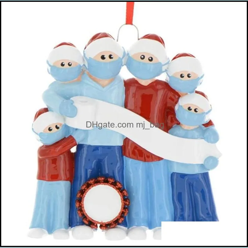2020 santa claus ornaments family christmas tree decorations hangings face mask snowman color painting gift xmas pendant 9js g2