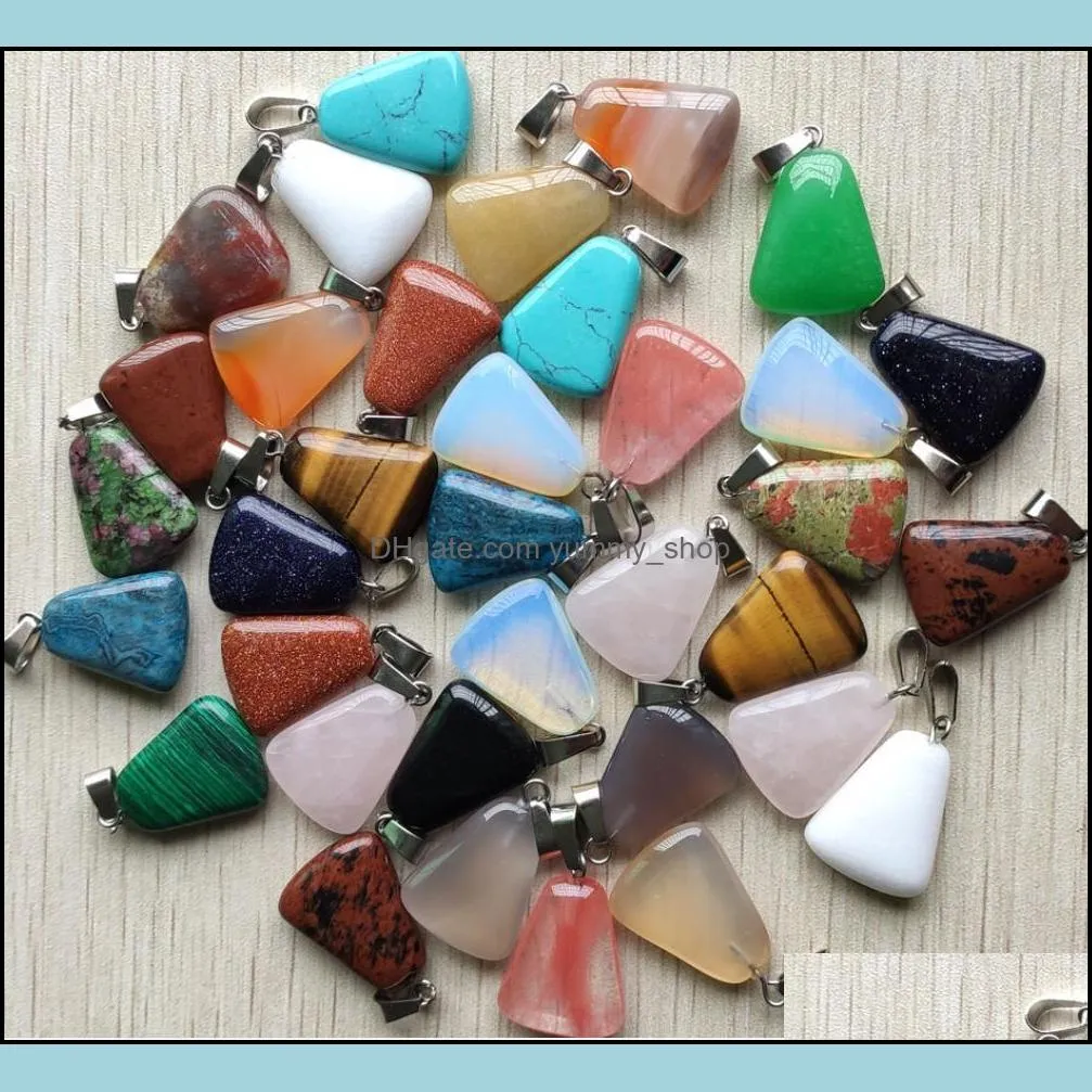 natural stone trapezoid shape charms pendants for diy jewelry making wholesale