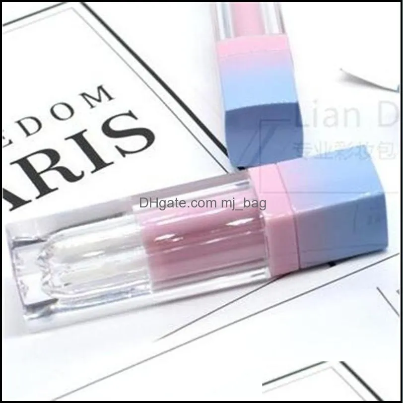 square empty lip gloss container gradients 3.5ml plastic lipstick tubes transparent subpackage bottom chapstick tubes portable 1 9ld