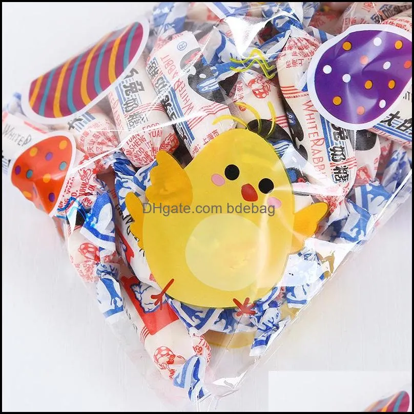 opp flat mouth packing bag europe and america chick colored eggs pattern transparent packaging bags easter new 3 75xx j3
