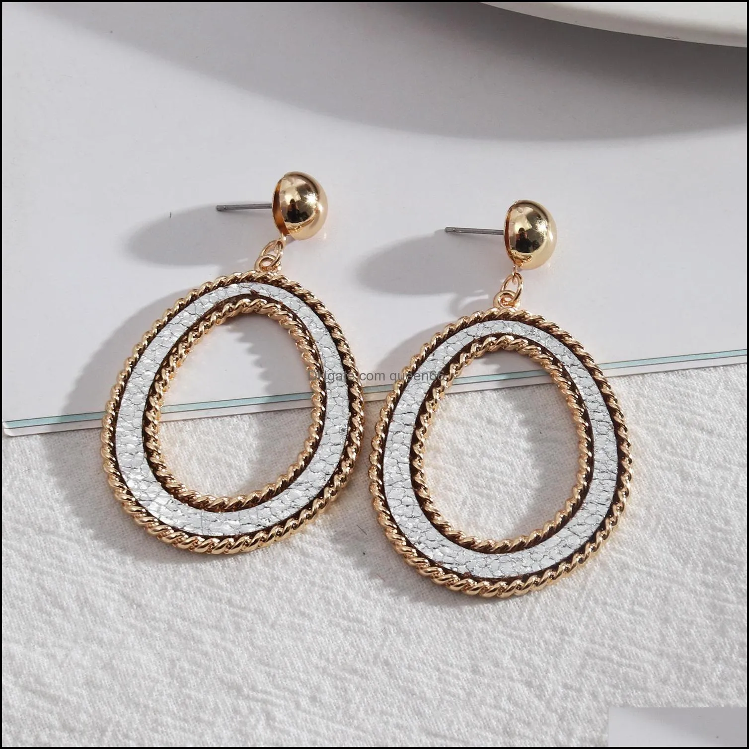 circle ring frame shape inspired snakeskin pu leather charms earrings geometric women jewelry