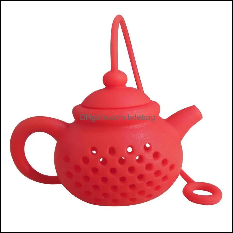 silicone tea infuser teapot shape reusable tea filter diffuser home tea maker kitchen accessories 7 colors 174 s2