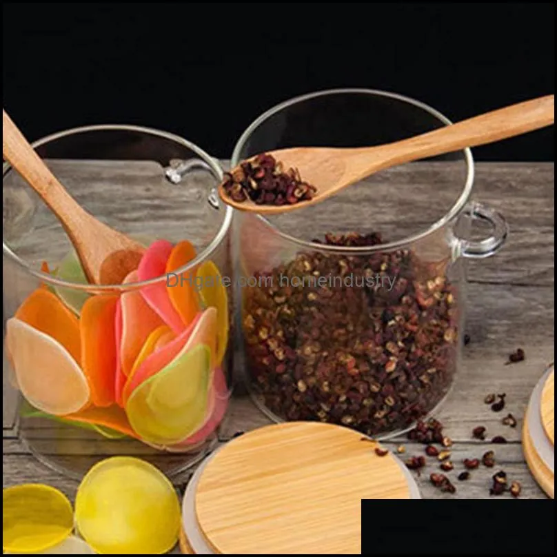 high-quality borosilicate glass clear canister bottle kitchen storage containers with lid + spoon for salt coffee bean