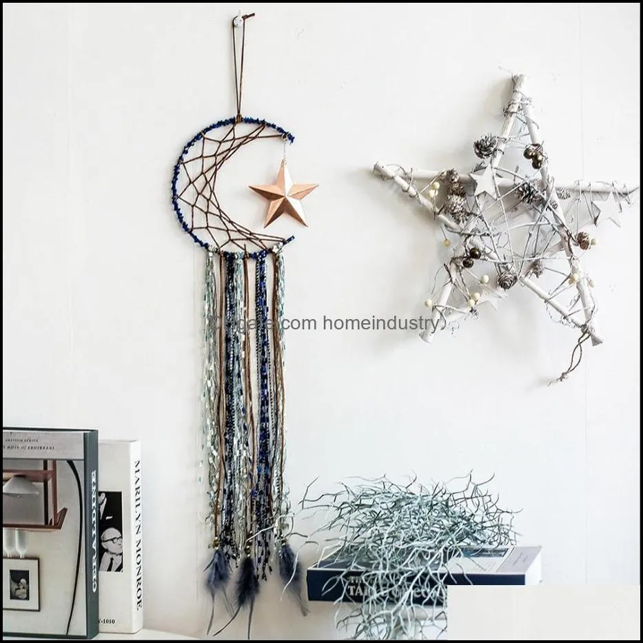 large dream catcher half moon shape kids wall hanging decoration handmade white feather dreamcatchers for wedding craft gift