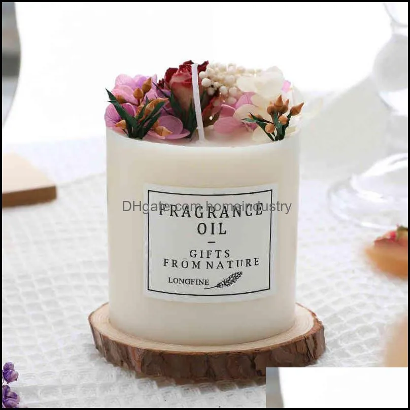 preserved decoration flower scented candles smoke free with base and gift box exquisite gifts