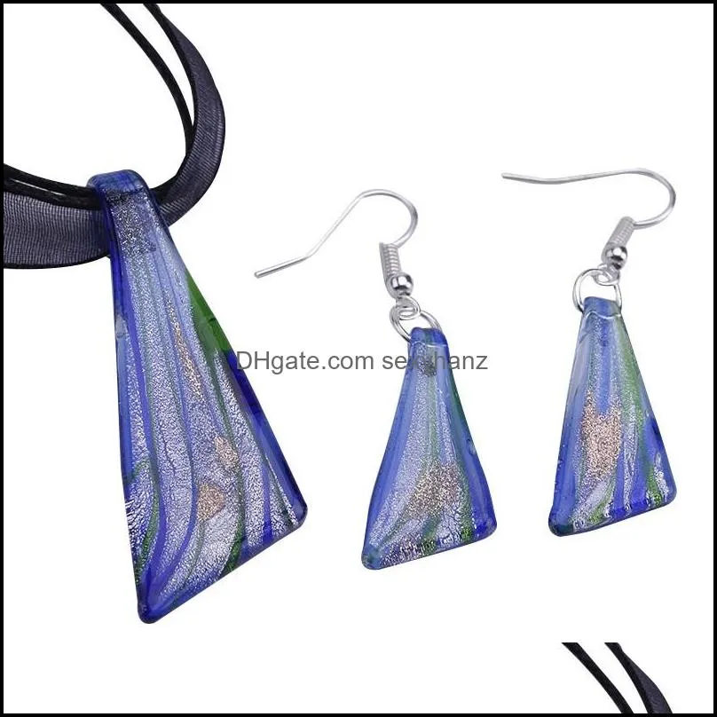 murano glass pendants silver foil lampwork pendant blown necklaces and earrings sets fashion jewelry in bulk mus015 636 q2