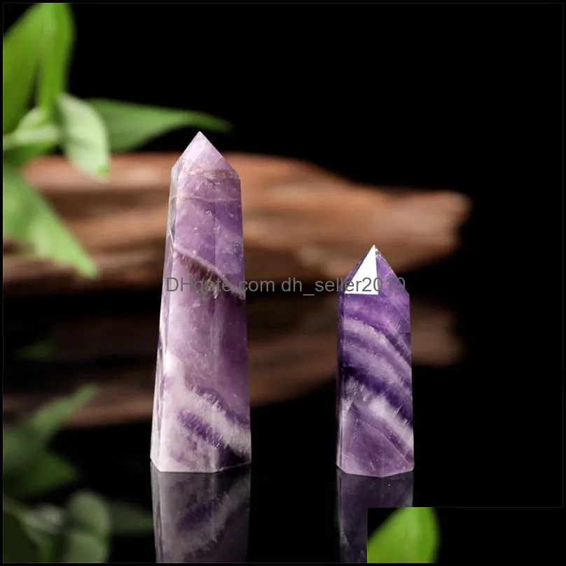 natural amethyst column arts hexahedron crystal columns ornaments women gift exquisite 26rd q2