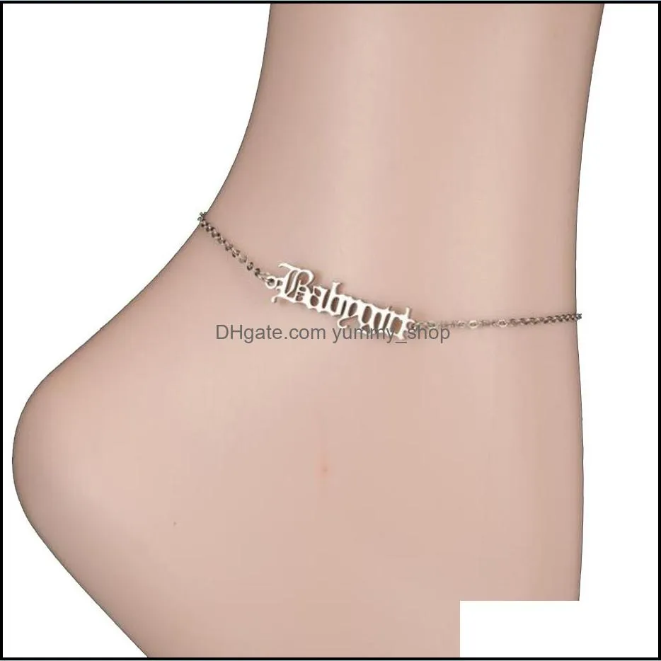 old english zodiac sign punk charm anklets 12 constellation classic letter ankle bracelet stainless steel jewelry women gift