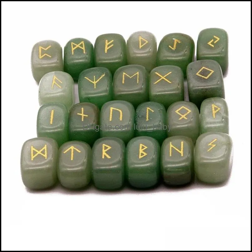 25pcs natural crystal rectangle prototype loose gemstones fortune-telling stone rune reiki healing religious jewelry runes ornament 2198